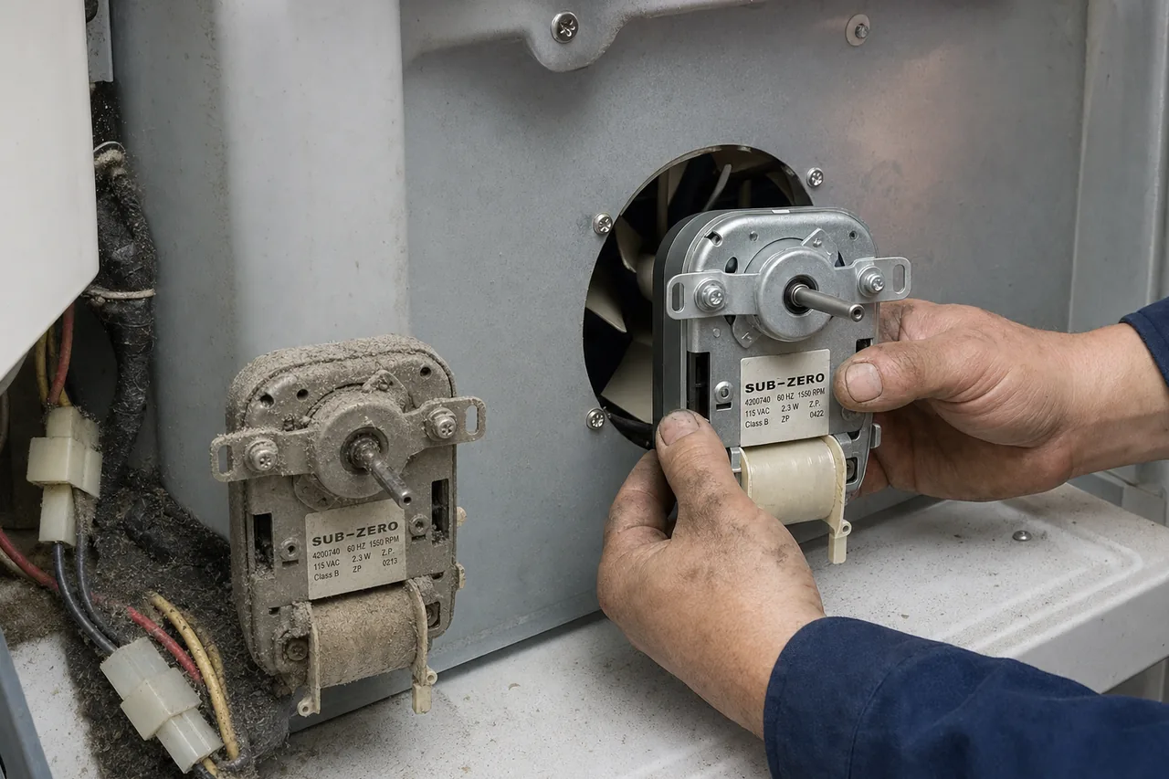 Close-up of an OEM appliance part replacement